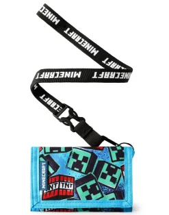 Minecraft Kids Blue Grafitti Strap Wallet