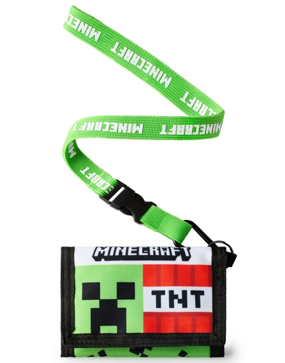 Minecraft Kids Green Creeper & TNT Strap Wallet