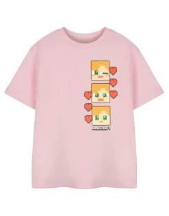 Minecraft Pixel Hearts Kids Pink T-Shirt (3-14 Years)