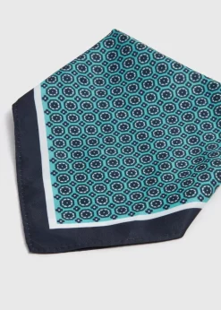 Mint Geo Circle Print Pocket Square