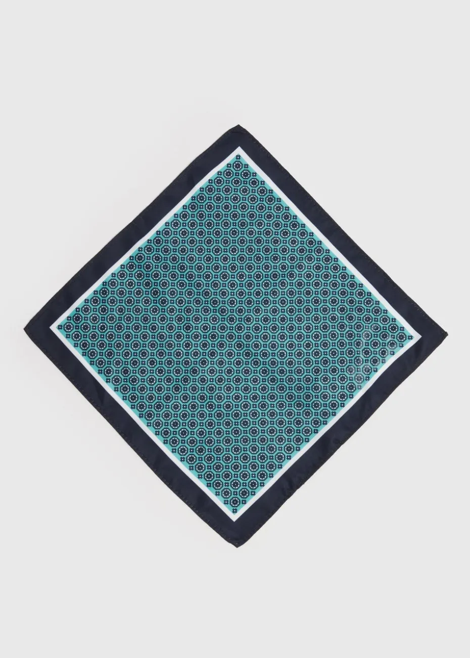 Mint Geo Circle Print Pocket Square