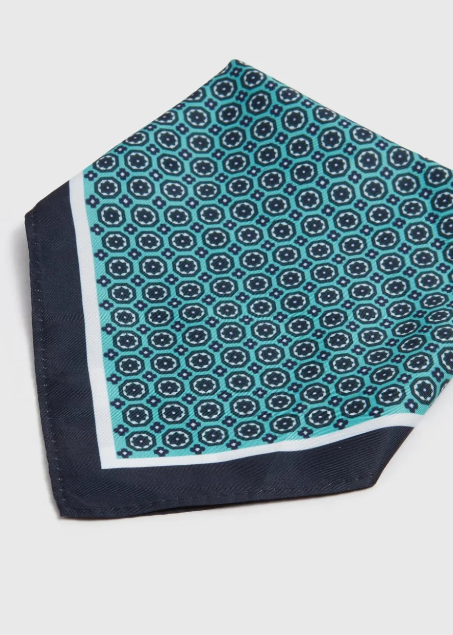 Mint Geo Circle Print Pocket Square