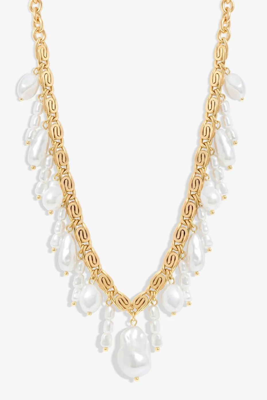 Mood Gold Cream Pearl Baroque Shaker Necklace