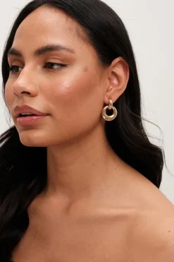 Mood Gold Large Oval Doorknocker Drop Earrings