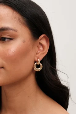 Mood Gold Large Oval Doorknocker Drop Earrings