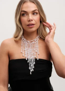 Mood Gold Pearl Cascade Statement Necklace