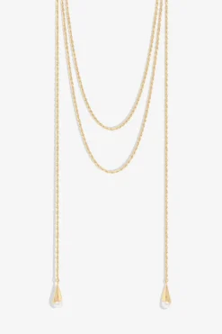 Mood Gold Pearl multirow Rope Necklace