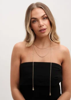 Mood Gold Pearl multirow Rope Necklace