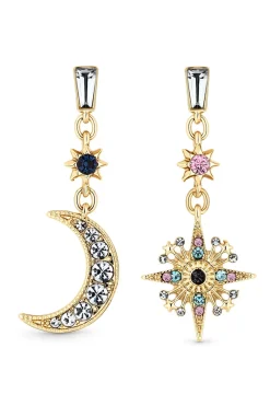 Mood Gold Plated Multi Coloured Celestial Drop Earrings