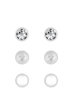 Mood Silver Plated Crystal Stud Earrings (Pack of 3)