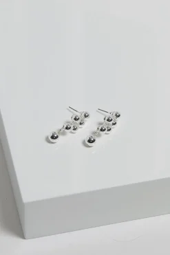 Mood Silver Polished Bubble Drop Earrings