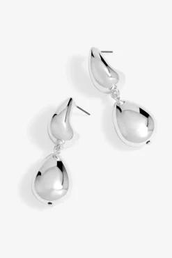 Mood Silver Polished Dome Orb Hoop Earrings
