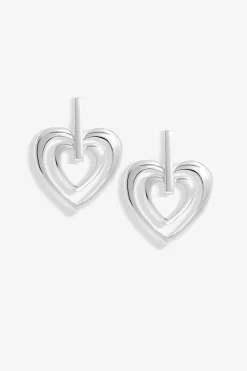 Mood Silver Polished Heart Doorknocker Earrings
