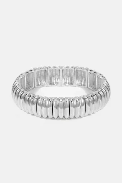 Mood Silver Ridged Stretch Bracelet