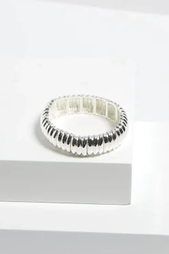 Mood Silver Ridged Stretch Bracelet