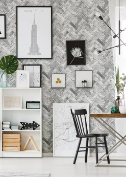 Muriva Herringbone Brick Wallpaper