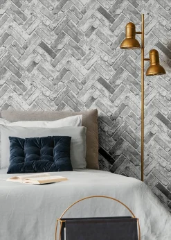 Muriva Herringbone Brick Wallpaper
