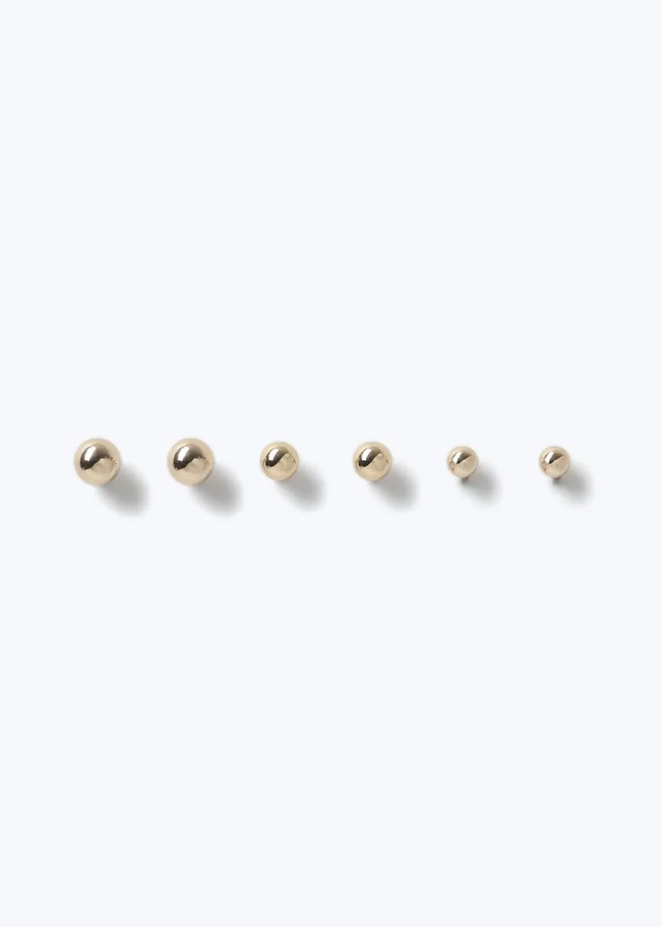 Muse 3 Pack Gold Ball Stud Earrings