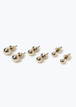 Muse 3 Pack Gold Ball Stud Earrings