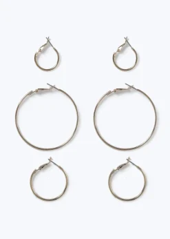 Muse 3 Pack Gold Thin Hoop Earrings