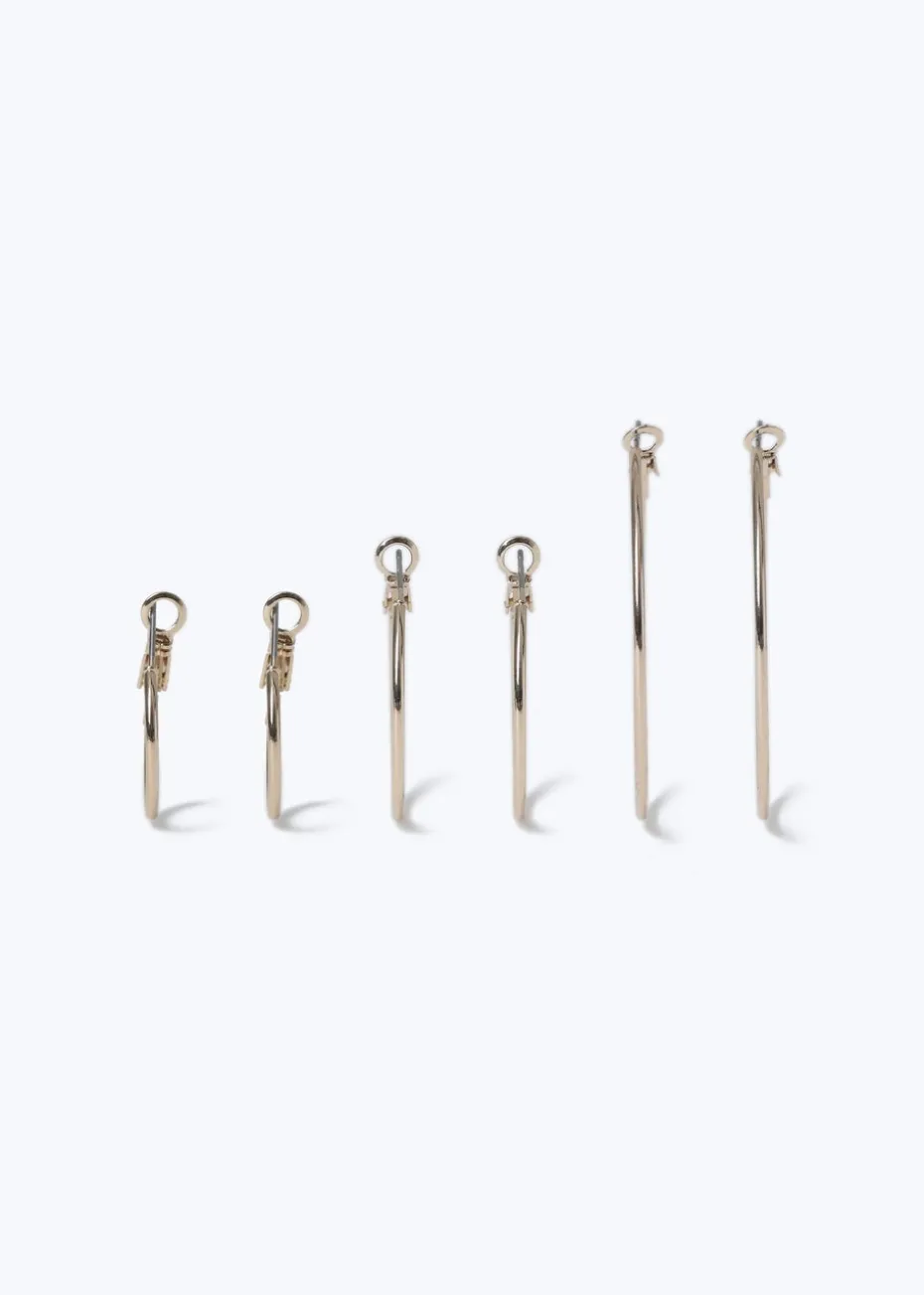 Muse 3 Pack Gold Thin Hoop Earrings