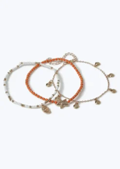 Muse 3 Pack Orange Beach Anklets