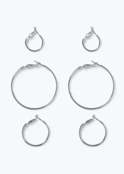 Muse 3 Pack Silver Thin Hoop Earrings