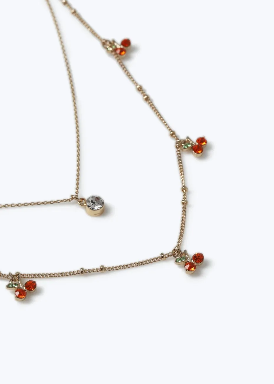 Muse Gold Cherry Multirow Necklace