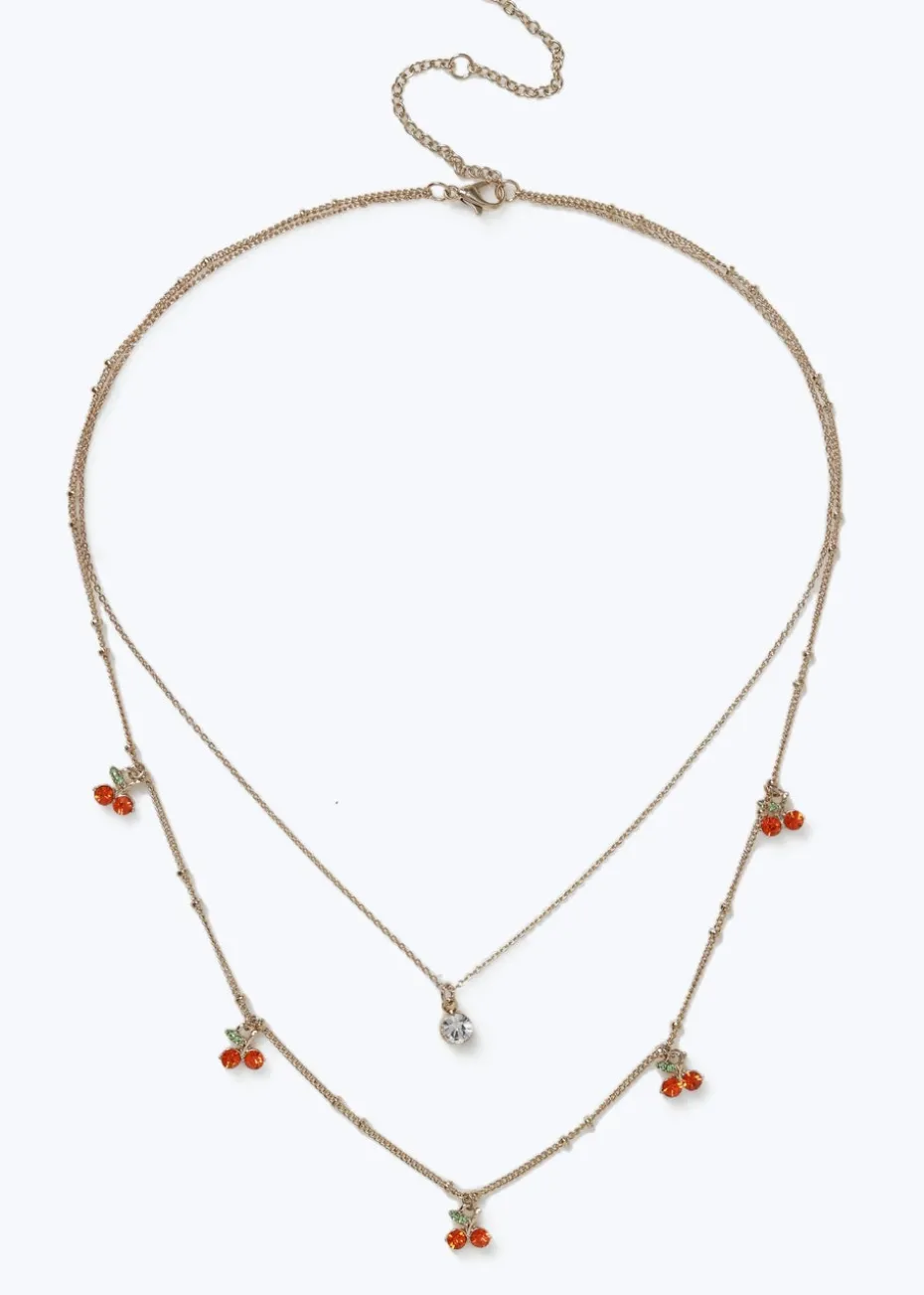 Muse Gold Cherry Multirow Necklace