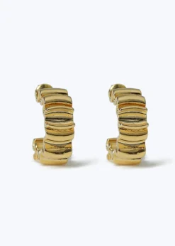 Muse Gold Crinkle Mini Hoops