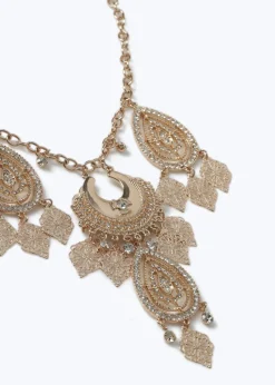 Muse Gold Filigree Charm Collar Necklace