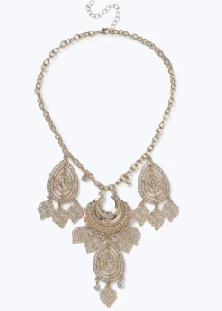 Muse Gold Filigree Charm Collar Necklace