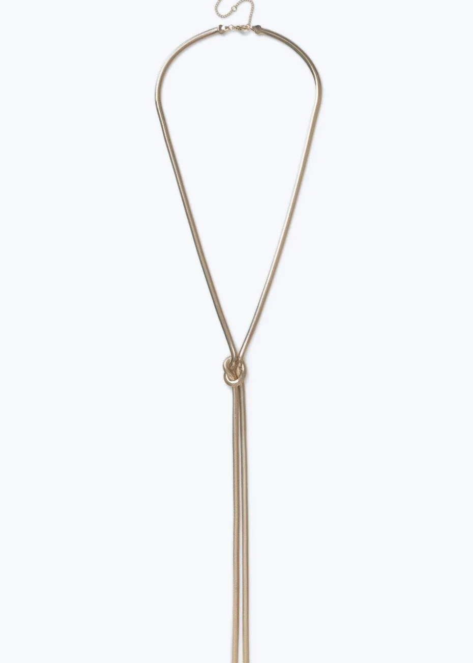 Muse Gold Knot Snake Chain Necklace