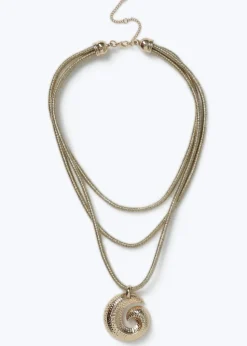 Muse Gold Multirow Swirl Necklace