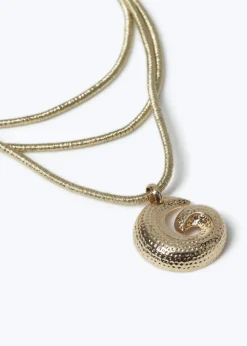Muse Gold Multirow Swirl Necklace