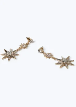 Muse Gold Sparkle Large Star Drop Earring