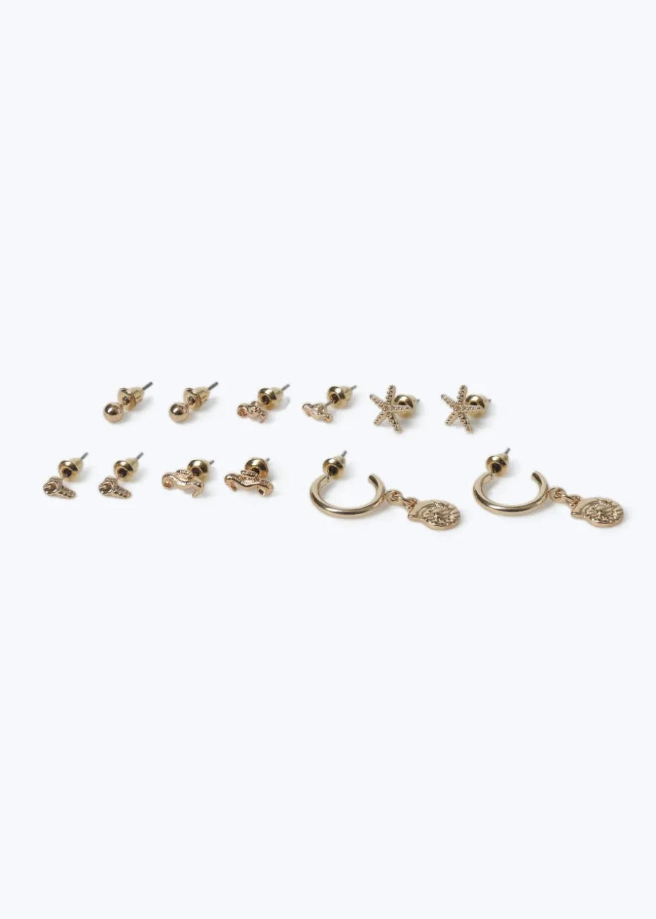 Muse Gold Starfish Multipack Earrings