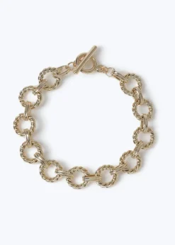 Muse Gold T Bar Circle Link Bracelet