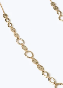 Muse Gold Textured Circle Long Rope Necklace
