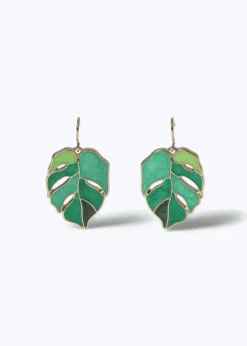 Muse Green Leaf Drop Earrings