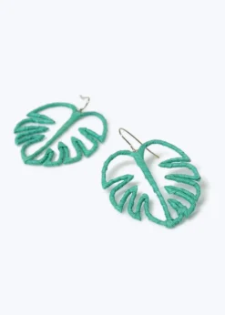 Muse Green Leaf Drop Earrings