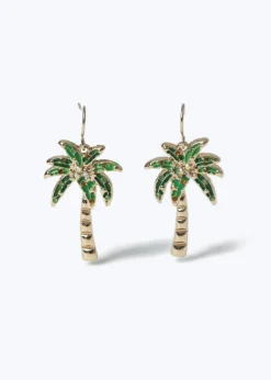 Muse Green Palm Tree Drop Earrings