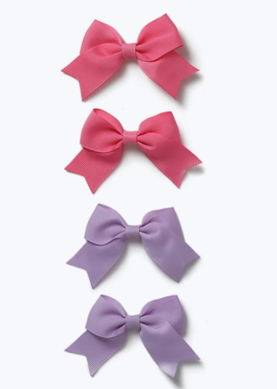 Muse Pink & Purple Small Bow Hair Clips