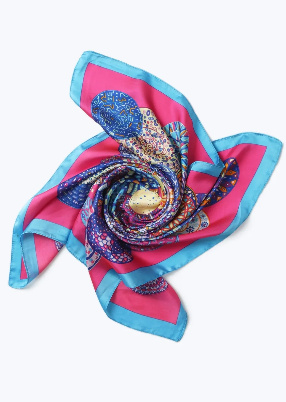 Muse Pink And Blue Printed Scarf