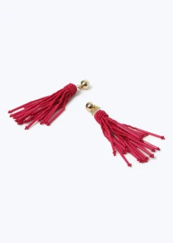 Muse Pink Seedbead Tassle Drop Earrings