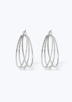 Muse Silver 4 Row Hoop Earrings