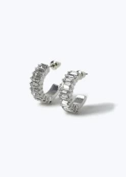 Muse Silver Baguette Hoop Earrings