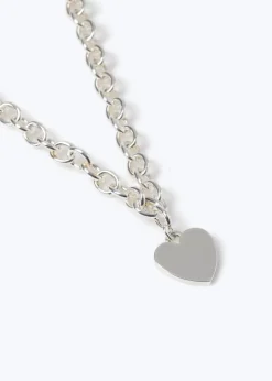 Muse Silver Chunky Chain Heart Necklace
