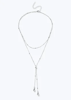 Muse Silver Droplet Lariat Necklace