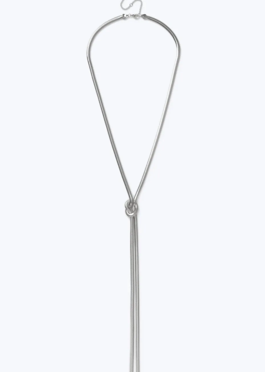 Muse Silver Knot Snake Chain Necklace